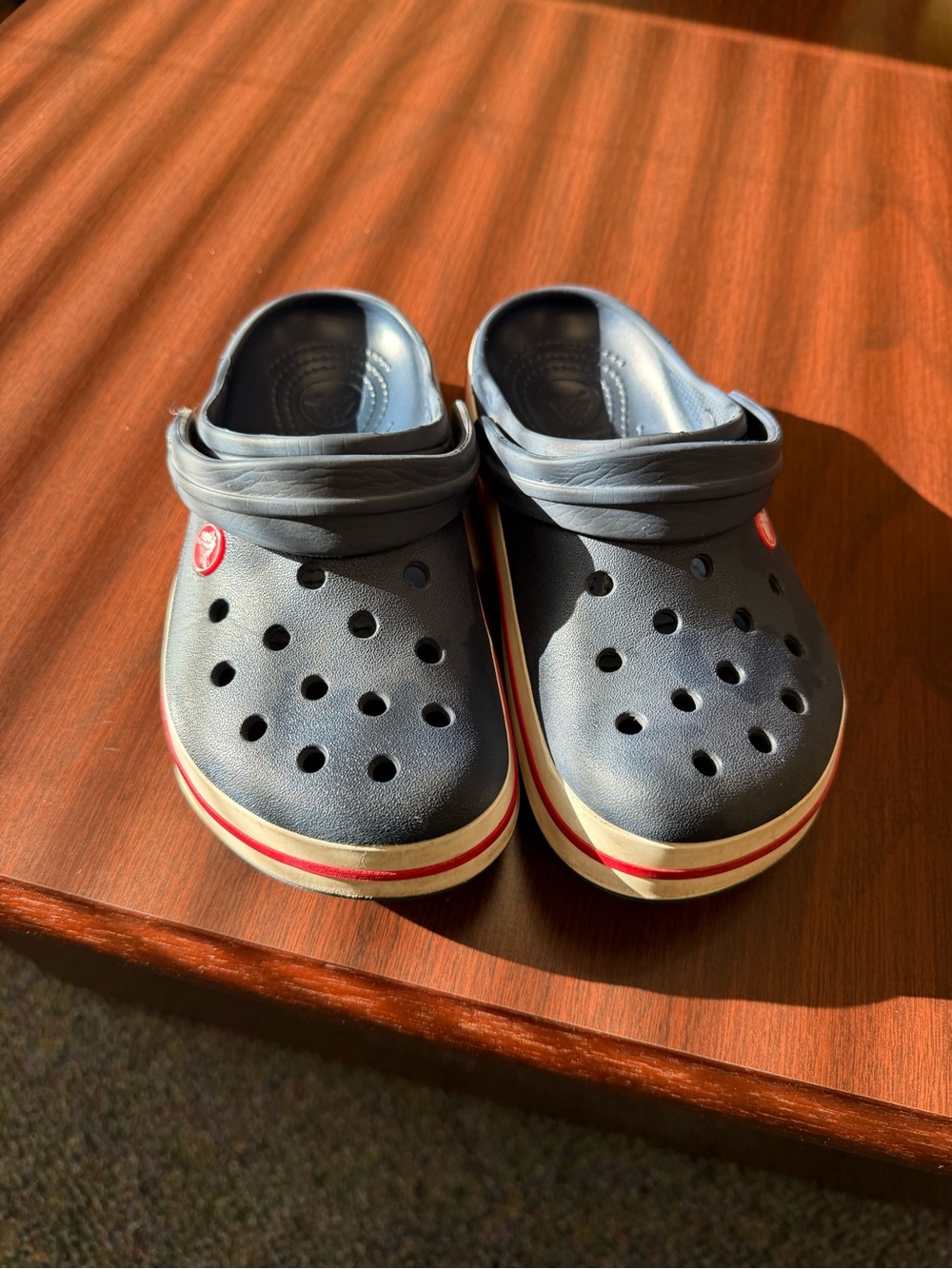 Kids Navy Crocs with Red Accent